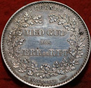 1888 Denmark 2 Kroner Silver Foreign Coin 2