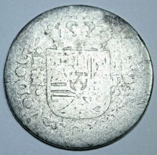 1736 Spanish Silver 1 Reales Piece of 8 Real Colonial Era Pirate Treasure Coin 2