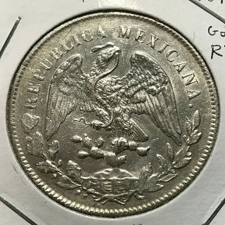 1898 Go Rs Mexico Silver Un Peso Near Uncirculated Crown Coin