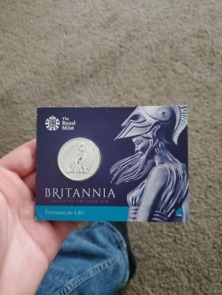 2015 Great Britain Uk Britannia £50.  999 Fine Silver Coin (worn Case)