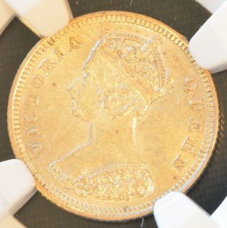 1892 China Hong Kong 10 Cent Victoria Silver Coin Ngc Unc Details