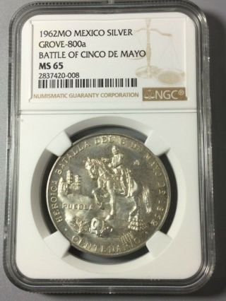 Mexico Silver Medal 1862 - 1962 Battle Of Cinco De Mayo Centenario Ngc Ms65