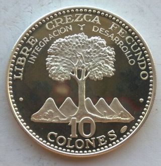 Costa Rica 1970 Kapok Tree 10 Colones Silver Coin,  Proof