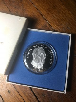 1974 Republic of Panama 20 Balboas Silver Proof Coin Certificate 3.  85 Ounces 6 2