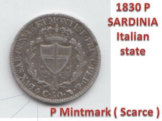 1830 P Sardinia Italian State C50 90 Silver Coin - Rarest Date Of Series