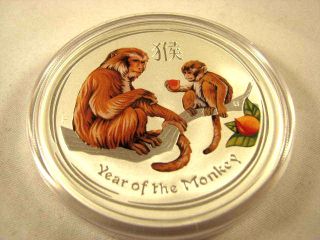 2016 Colored 2 Oz Silver Year Of Monkey Lunar Coin Perth Australia