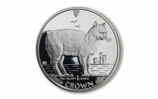 1988 Isle Of Man Manx Cat Coin 1 Oz Silver Proof &