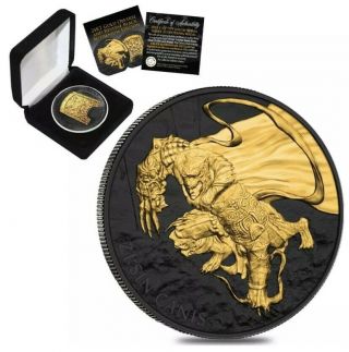 2018 1 Oz South Korea Silver Zi:sin Canis Medal Black Ruthenium 24k Gold Edition