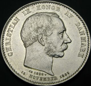 DENMARK 2 Kroner 1888 - Silver - Anni.  of Reign Christian IX - VF,  - 1623 ¤ 2