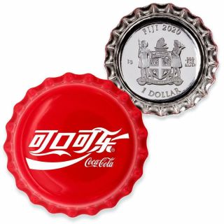 China Coca - Cola Bottle Cap Global Edition 2020 6 Gram $1 Pure Silver Coin Fiji