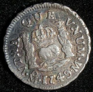 Mexico Spanish Colony Silver Coin 1/2 Real,  1749 Km67.  1 Ferdinand Vi