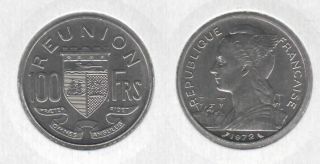 Reunion – 100 Franc Unc Coin 1972 Year Km 13