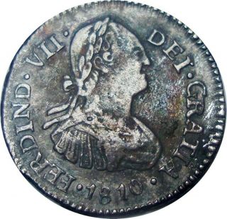 1810 Guatemala 1/2 Real Ng M - Ferdin Vii Silver Coin - Km: 60 Very Scarce