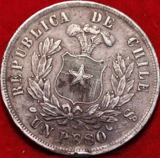 1884 Chile 1 Peso Silver Foreign Coin
