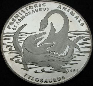 Laos 50 Kip 1994 Proof - Silver - Elasmosaurus And Tylosaurus - 680 ¤