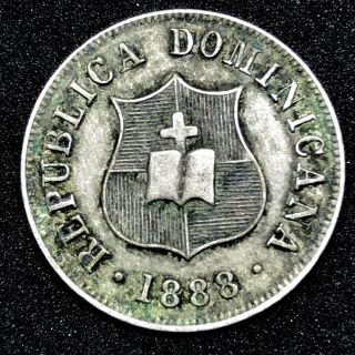 Dominican Republic 1888 - H 2 1/2 Centavos Copper - Nickel Coin Km 7.  4