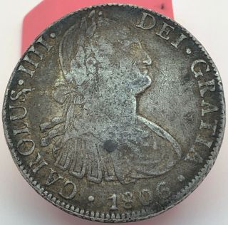 1806 Mexico City Th 8 Reales Silver Coin Carolus Iiii