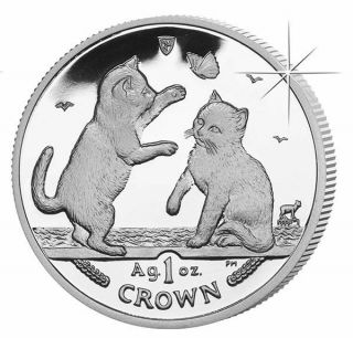 2004 Isle Of Man Tonkinese Cat Coin 1 Oz Silver Proof &