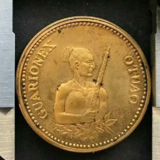 Puerto Rico 1970s Medalla Prueba Bronce Error Cospel Caciques De Pr Guarionex