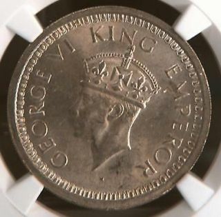 British India Kg Vi 1945 (b) Rupee Ngc Graded Ms 62