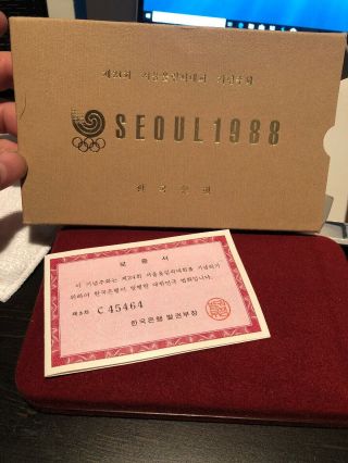 South Korea 1988 Seoul Olympic Proof Set,  5 Coin Set,  Gem Cameo,  Case/coa