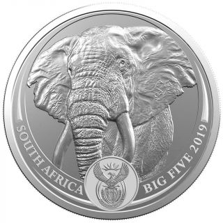 South Africa 5 Rand 2019 Big Five Elephant 1 Oz Silver Coin