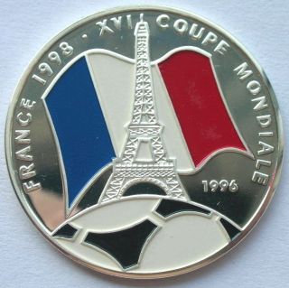 Congo 1996 Soccer 1000 Francs Colour Silver Coin,  Proof