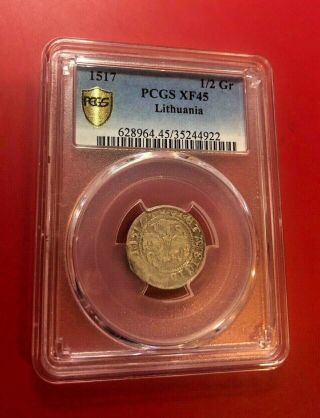1517 Lithuania 1/2 Groschen Pcgs Xf 45 Silver