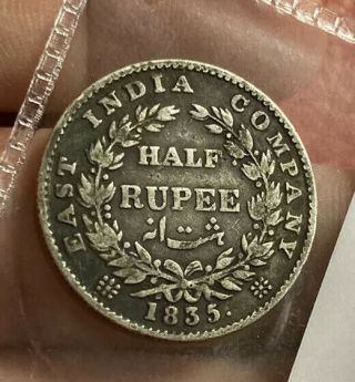 British India William 1/2 Rupee 1835
