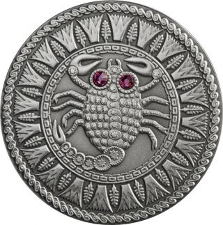 Belarus 2009 20 Roubles Zodiac Signs - Scorpio 28.  28g Silver Coin With Zircons