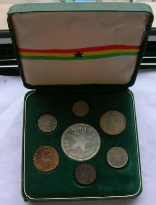 Ghana 1955 Set Of 7 Coins,  With Silver Coin