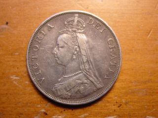 Lovely British Sterling Silver Double Florin Coin Queen Victoria 1887