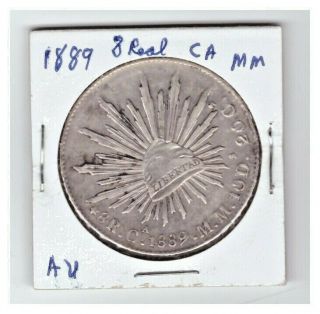 1889 Mexico Ca - Mm Silver 8 Reales Cap & Rays (au) Coin