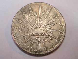 Mexico 1834 Go Pj Silver 8 Reales (eight Reale) Large Mexican Currency Coin