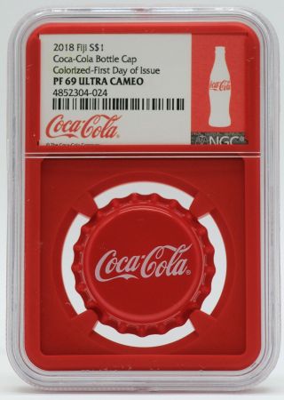 2018 Coca - Cola Bottle Cap Coke Silver Coin Ngc Pf69 Certified Fiji $1 - Jc865