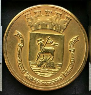 Puerto Rico 1971 medalla 450 Aniv.  Fundacion Ciudad SJ,  RARA,  laminado oro 2