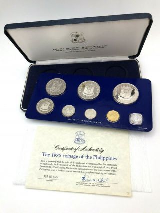 1975 Republic Of The Philippines 8 - Coin Silver Proof Set,  Papers