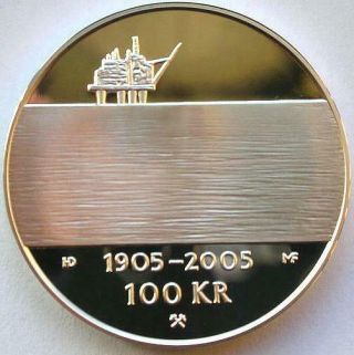 Norway 2005 Shore Ocean Oil Well 100 Kroner 1oz Silver Coin,  Proof