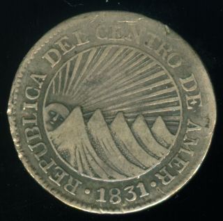 1831 Central American Republic Silver 2 Reales