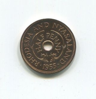 Rhodesia And Nyasaland Half Penny 1955 Proof
