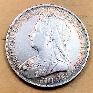 1900 Great Britain Queen Victoria Large Silver Crown