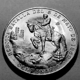 1962 Mexico Medal Commemorative Batalla De Puebla 5 De Mayo Gem Bu