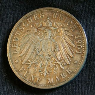 1901 A Germany Prussia 5 Marks -
