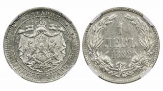 Bulgaria - 1 Lev 1882,  Aleksandr I,  Silver,  Ngc Au 55,  Ref.  Km 4