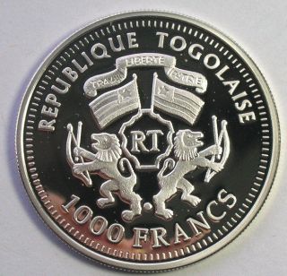 Togo 2006 Viper 1000 Francs Silver Coin,  Proof 2