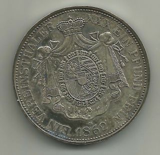Liechtenstein 1 Thaler 1862 Silver Official Restrike Unc