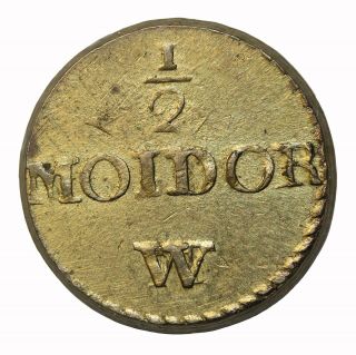 England 1700 ' s Portuguese Cross Brass Coin Weight For 1/2 Moidore Withers.  1447 2