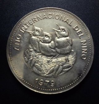 Costa Rica Silver Coin 100 Colones Km 206 Au 1979 - Año Internacional Del Niño
