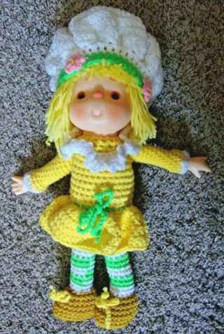 Vintage Strawberry Shortcake Lemon Meringue Hand Crafted Crochet Doll 16 " Tall