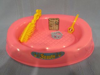 Vintage Barbie Dog Bed And Supplies Beauty Dog Bed,  Crown,  Brush,  Paper,  Award
